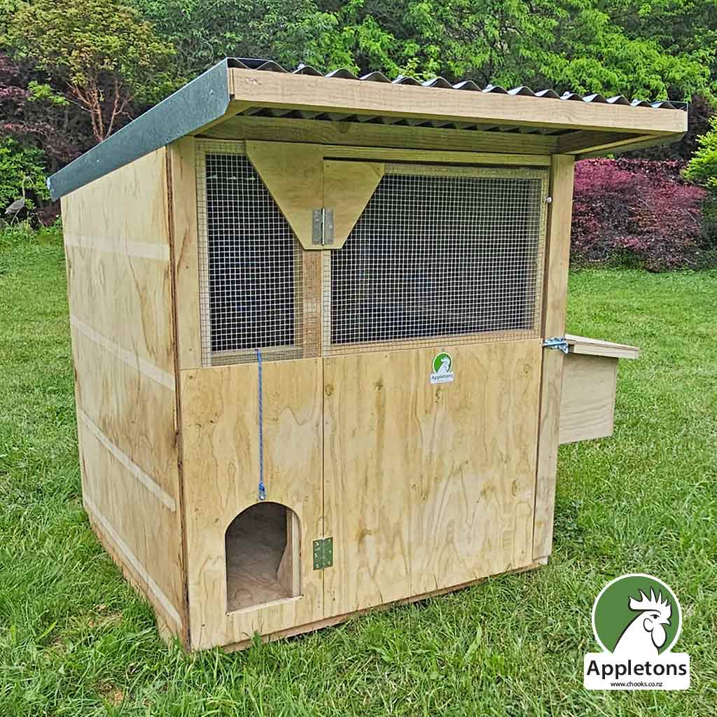 Appletons Timber Cubby Hen House with galvanised iron roof and flashings for all weather protection