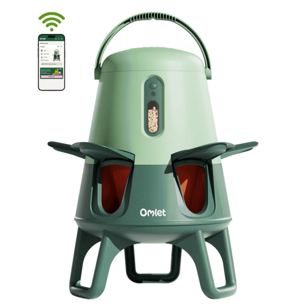 Omlet Smart no waste chicken feeder Sage Green colourway