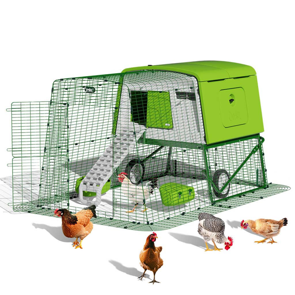 Omlet Eglu Cube Chicken Coop 2m Run rendering