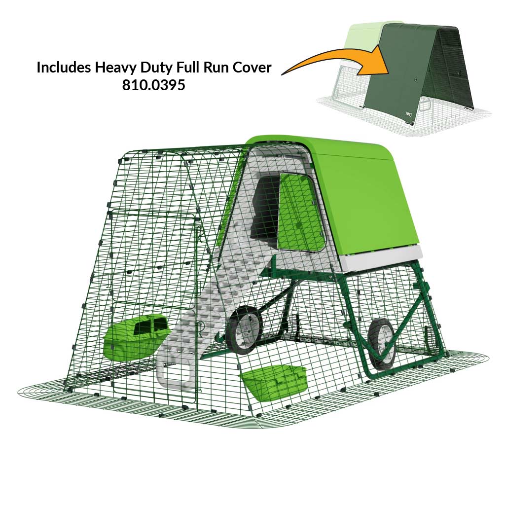 Green Eglu Go UP Coop 2m run Wheels Heavy Duty full run cover 810-0395