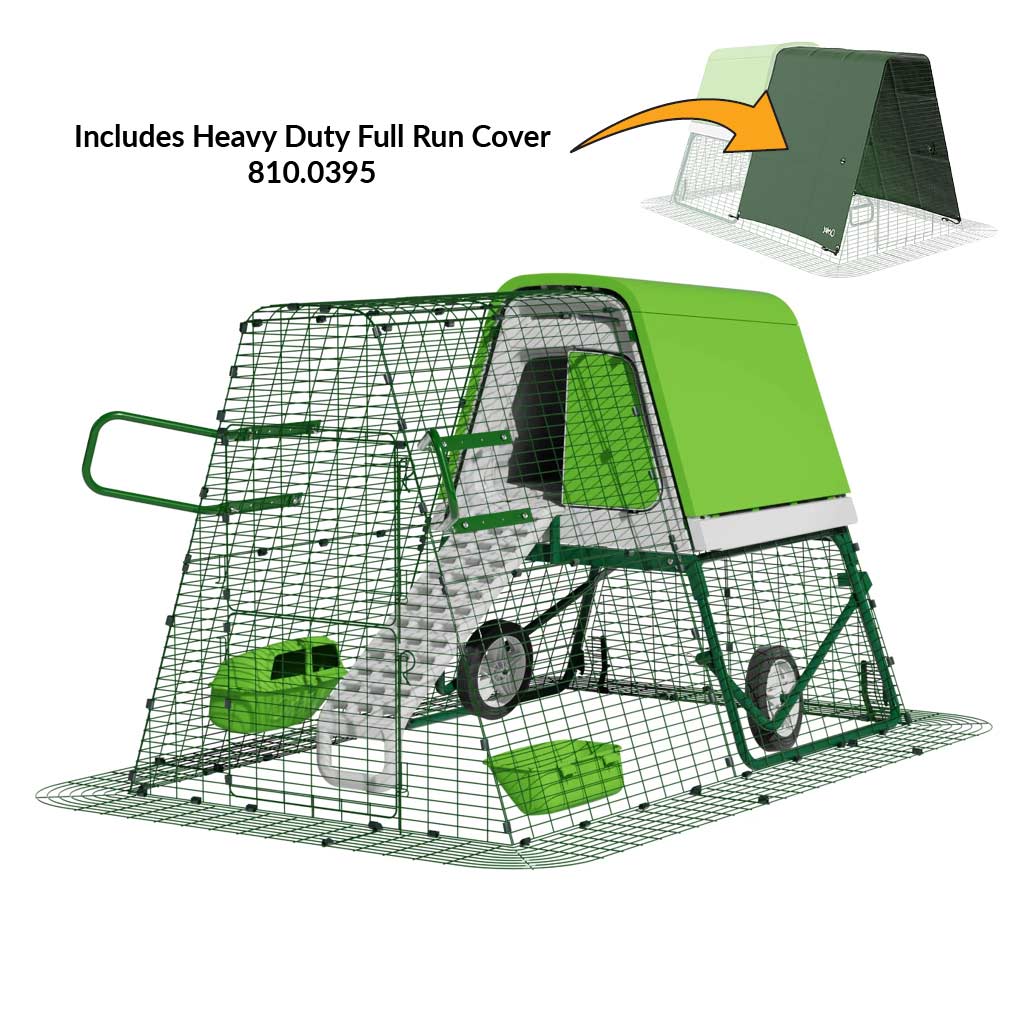Green Eglu Go UP Coop 2m run Wheels Handles Heavy Duty full run cover 810-0395