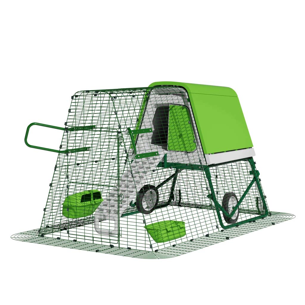 Green Eglu Go UP Coop 2m run Wheels Handles