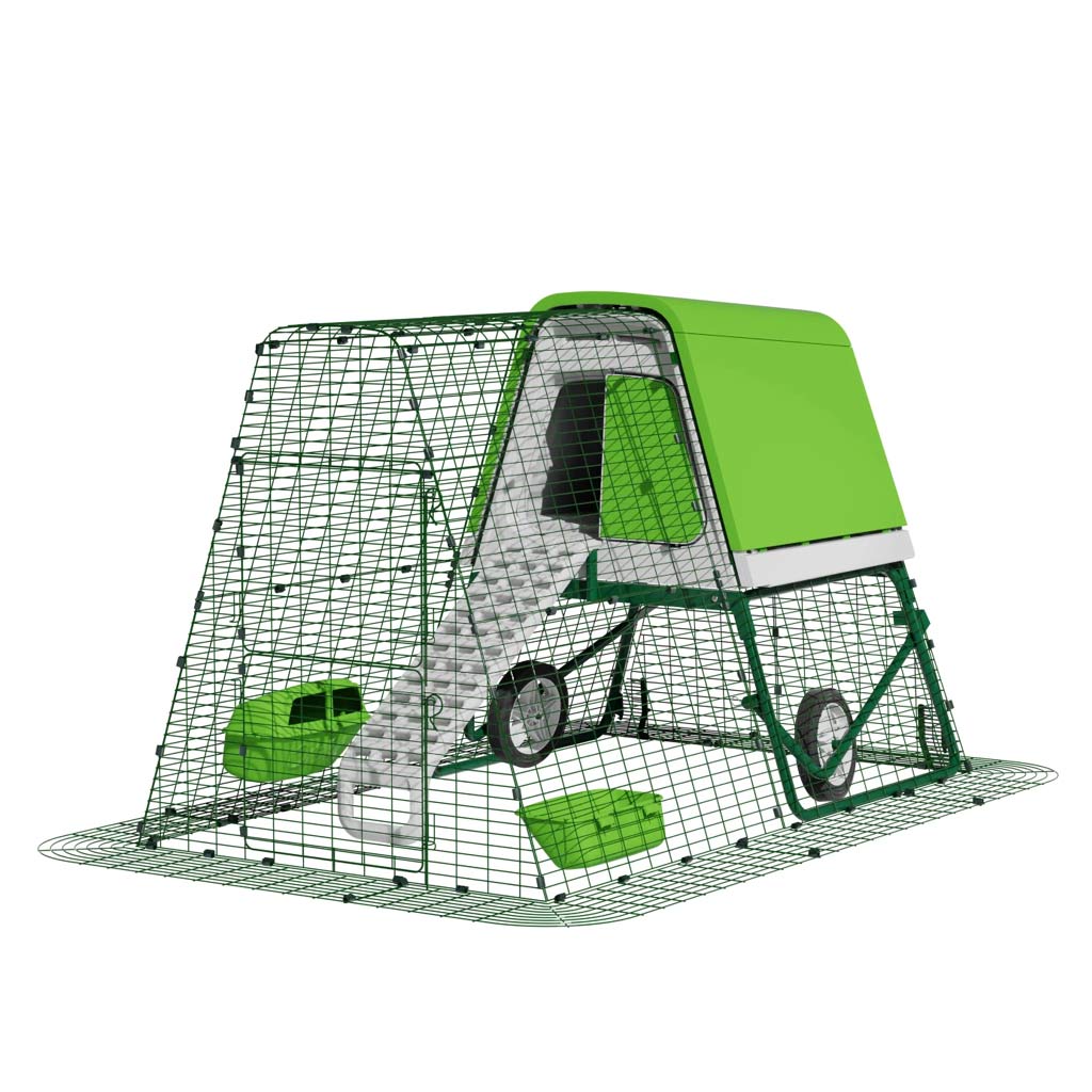 Green Eglu Go UP Coop 2m run Wheels