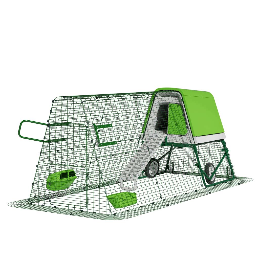 Green Eglu Go UP Coop 3m run Wheels Handles