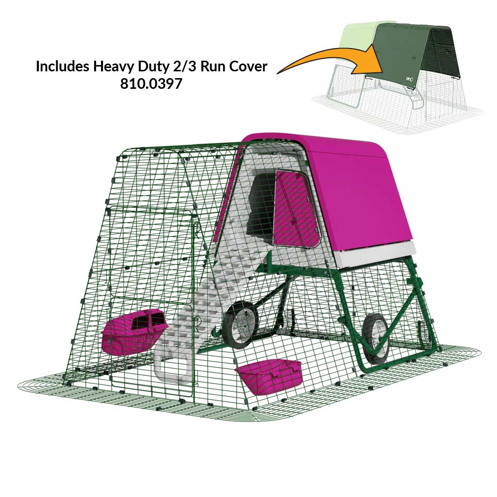 Purple Eglu Go UP Coop 2m run Wheels Handles Heavy Duty two-third cover 810-0397