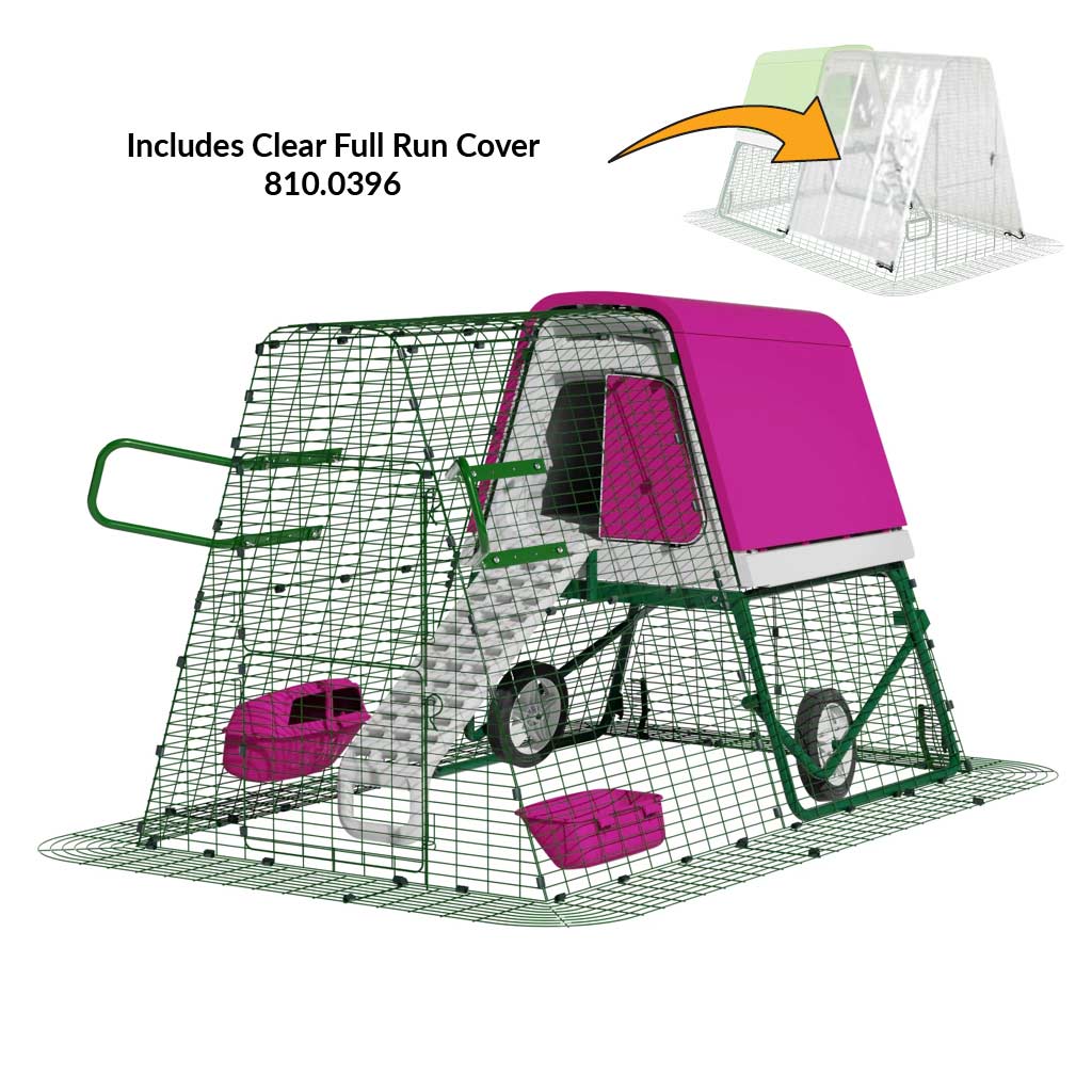 Purple Eglu Go UP Coop 2m run Wheels Handles Clear full run cover 810-0396