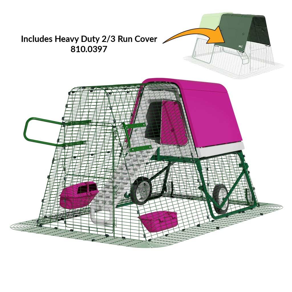 Purple Eglu Go UP Coop 2m run Wheels Handles Heavy Duty two-third cover 810-0397