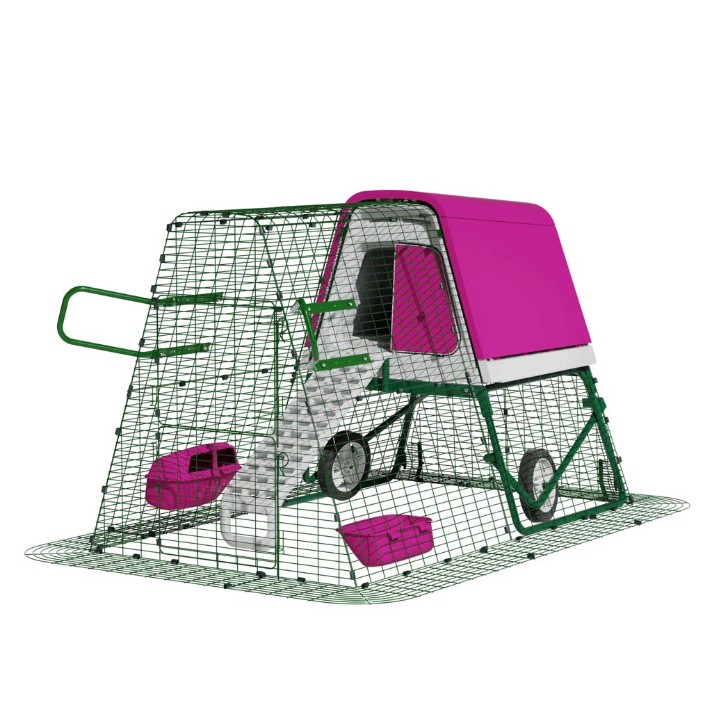Purple Eglu Go UP Coop 2m run Wheels Handles