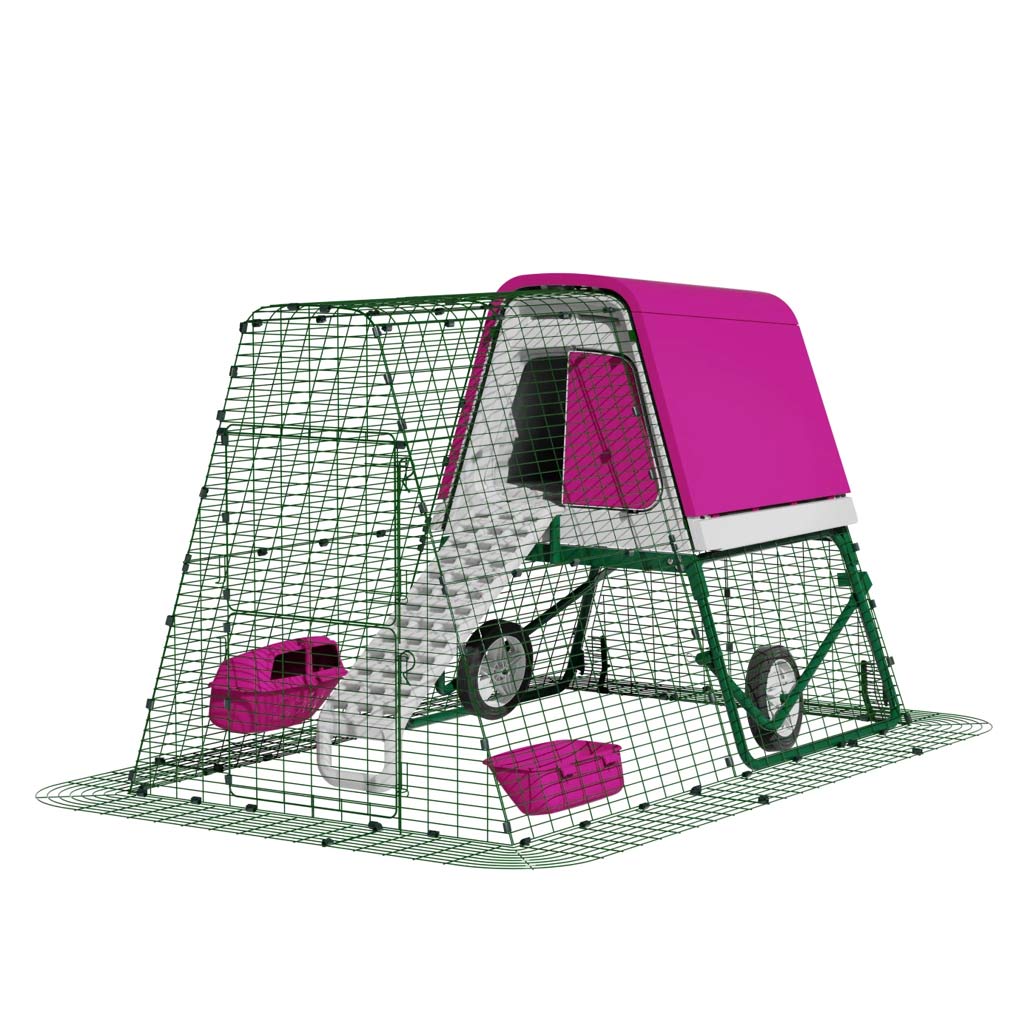 Purple Eglu Go UP Coop 2m run Wheels