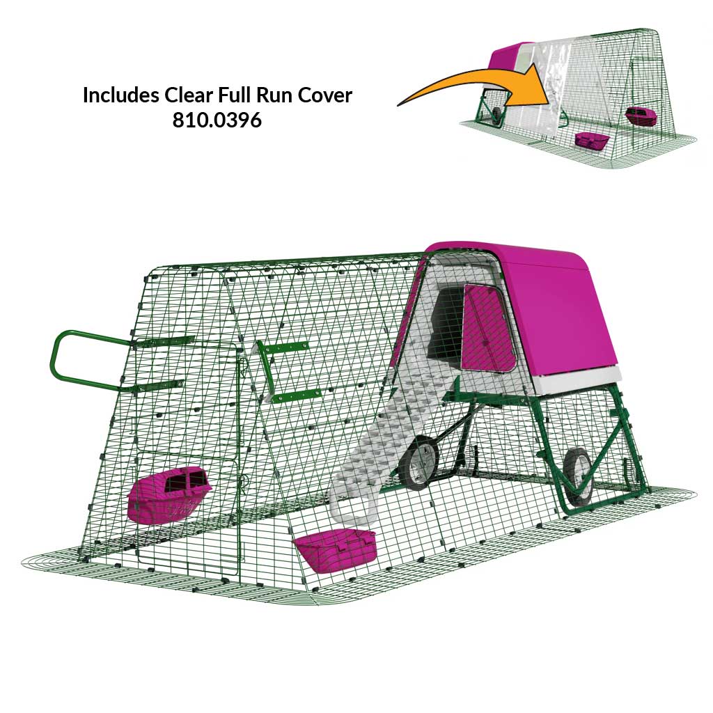 Purple Eglu Go UP Coop 3m run Wheels Handles Clear full run cover 810-0396