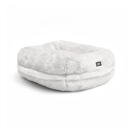 luxury soft donut cat bed snowball white