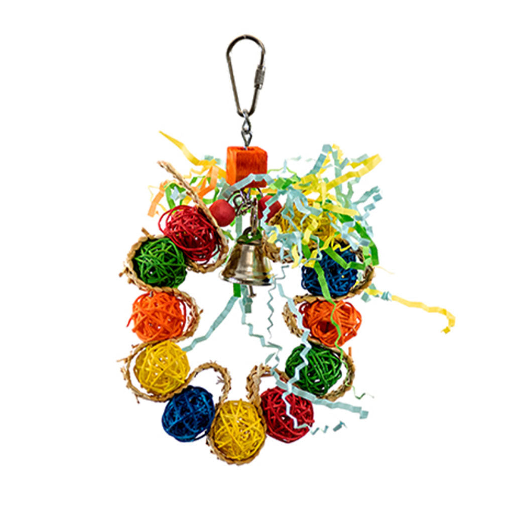 Braided Wreath with Vine Balls Budgie Activity Toy - 12cm