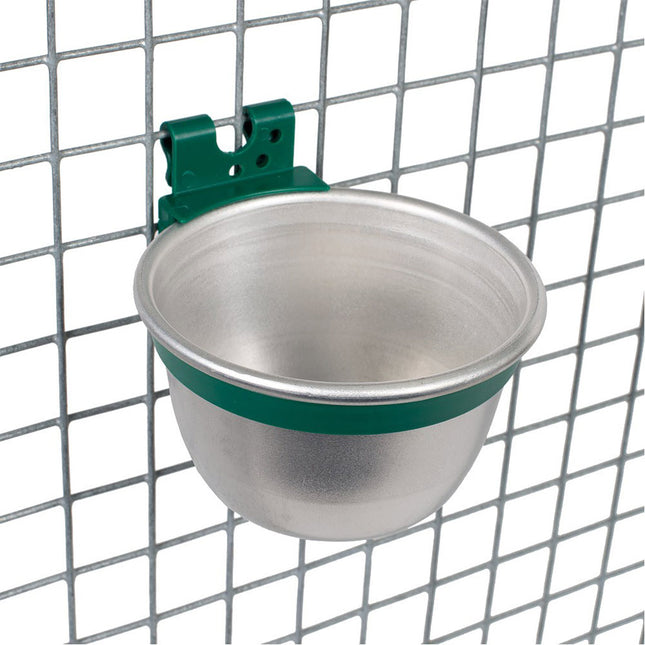 100mm rust-resistant Aluminium Feeder or Drinker Bowl with plastic mounting kit