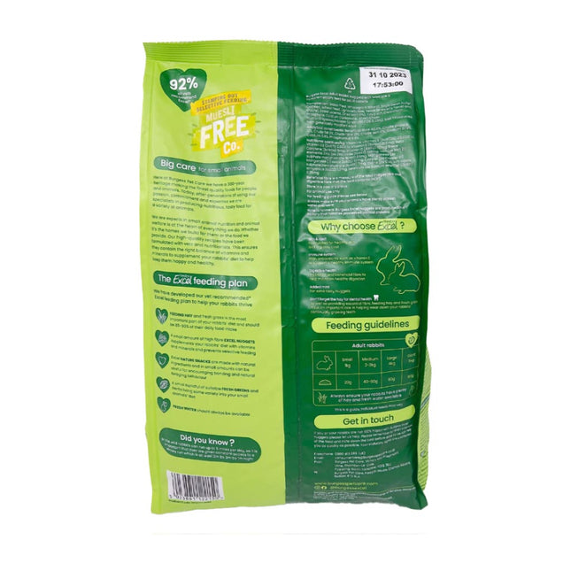 Excel Adult Rabbit Nuggets Burgess. Delicious, complementary food for adult rabbits that’s high in fibre and rich in nutrients
