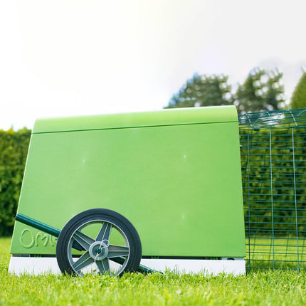 Eglu Go Wheels are easy to install.  Use the levers on each side engage the wheels and raise the house from the ground