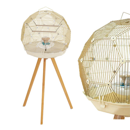 Geo Bird Cage GOLD wire with CREAM base