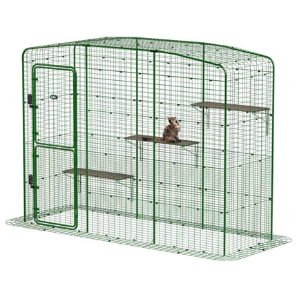 Omlet outdoor cat balcony enclosure walk-in run Size Medium featuring optional outdoor cat shelves