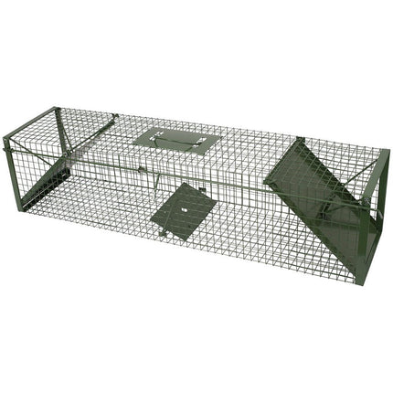 Double entry cage trap activated large