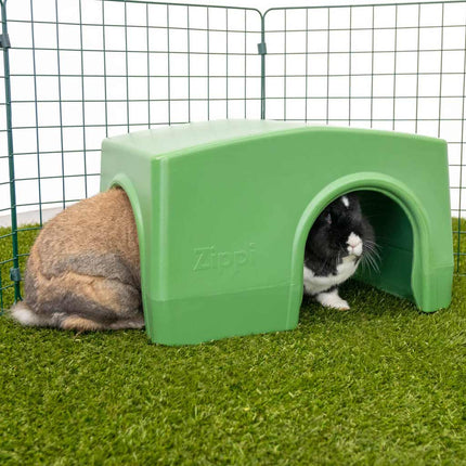 The Zippi Rabbit Shelter The shelter has two entrances so that one animal can leave if another is coming in