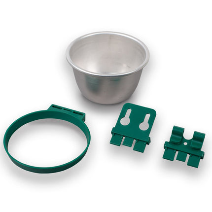 100mm Aluminium Feeder | Drinker Bowl with UV-resistant plastic mounting kit