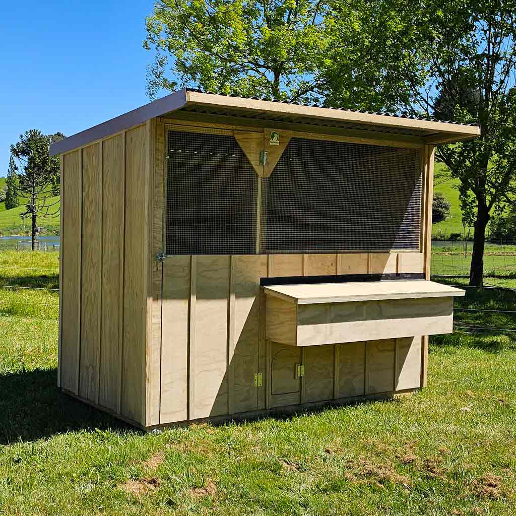Appletons Batten Walk-In Hen House with person entry door, laying box and pophole, large welded mesh window