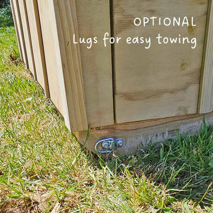 Appletons Batten Walk-In Hen House detail showing optional lugs for easy towing