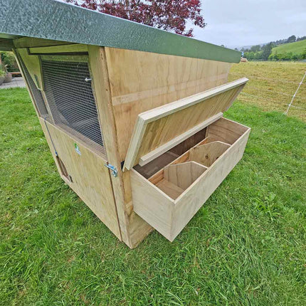 Appletons Timber Cubby Hen House triple nest box in one external access laying box for easy egg collection