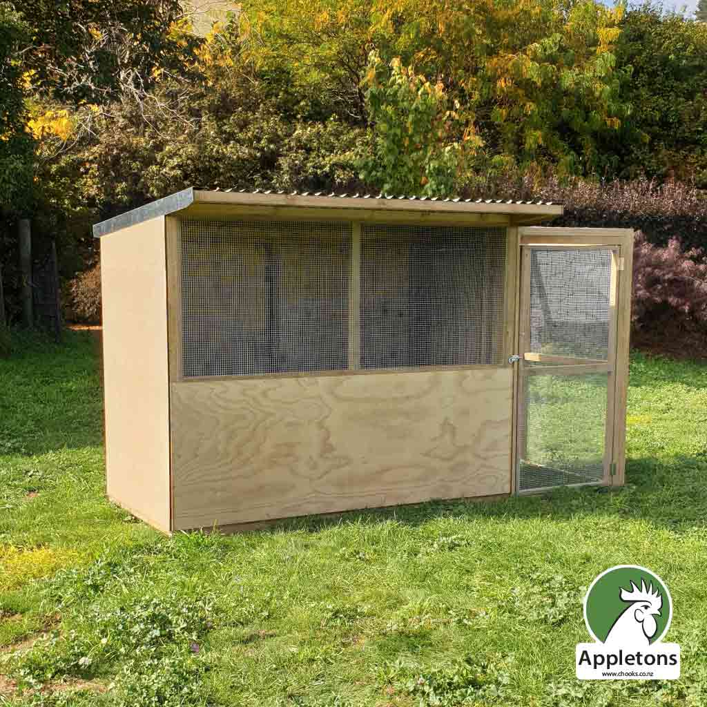 The person door can be ordered to fit the left or right end panel of Appletons Classic Timber Walk-In Bird Aviary