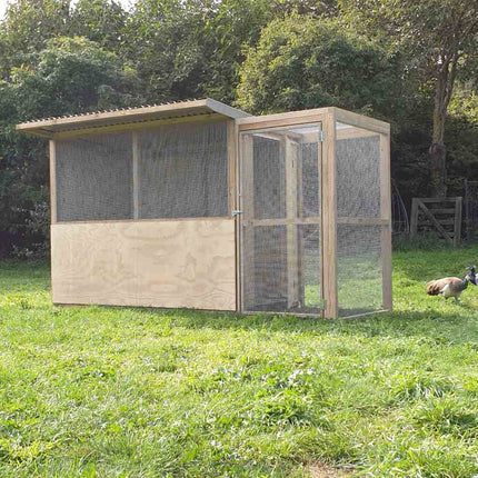 Appletons Classic Timber Walk-In Bird Aviary with optional secure entry enclosed run connected for additional peace of mind 