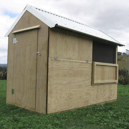 Appletons timber walk-in Apex Dog House with weather ventilation shutters