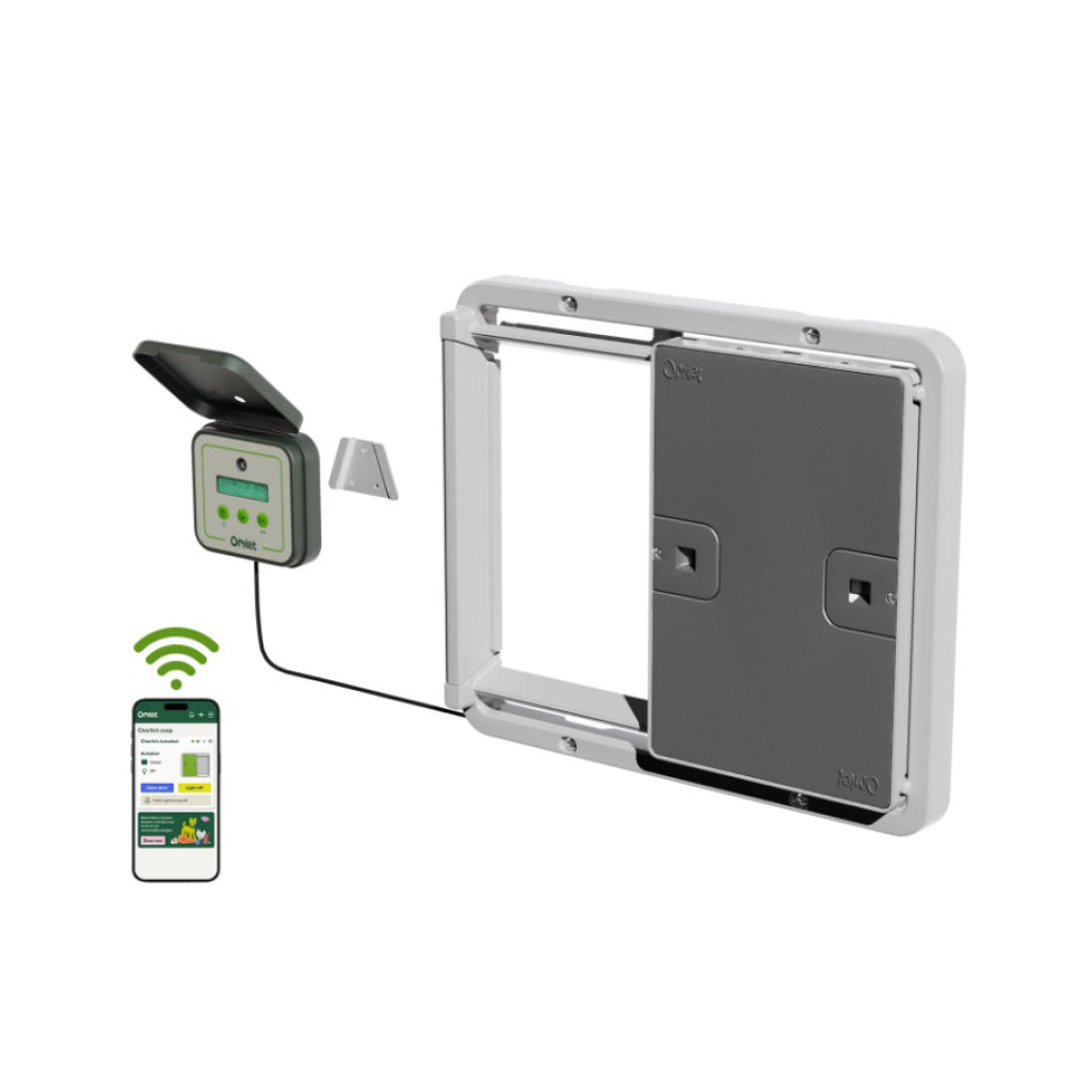 Grey Smart Autodoor with WiFi enabled Control Panel and Mount Bracket