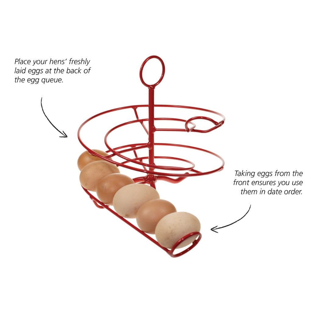Using the Bantam Egg Skelter is as simple as storing freshly laid eggs at the back and taking eggs from the front 