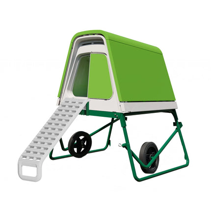 Eglu Go UP green with frame ladder and wheels