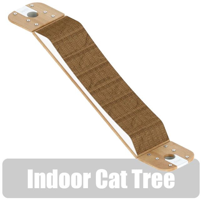 Freestyle Cat Tree Indoor Bamboo Pole to Pole Ramp with Cardboard Lounge Scratching Box includes brackets