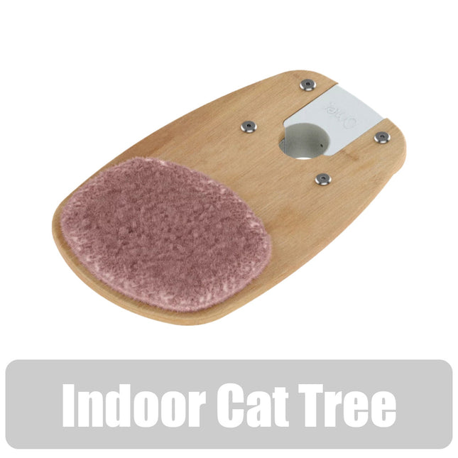 Freestyle Cat Tree Indoor Bamboo Step with Faux Sheepskin Pink Cushion includes bracket