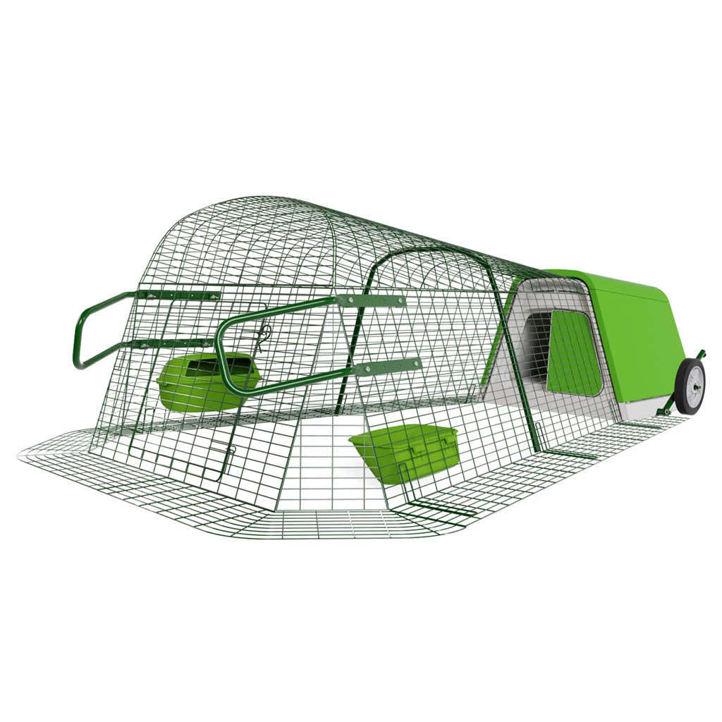 Green Eglu Go Chicken Coop with 2m Run plus wheels and handles