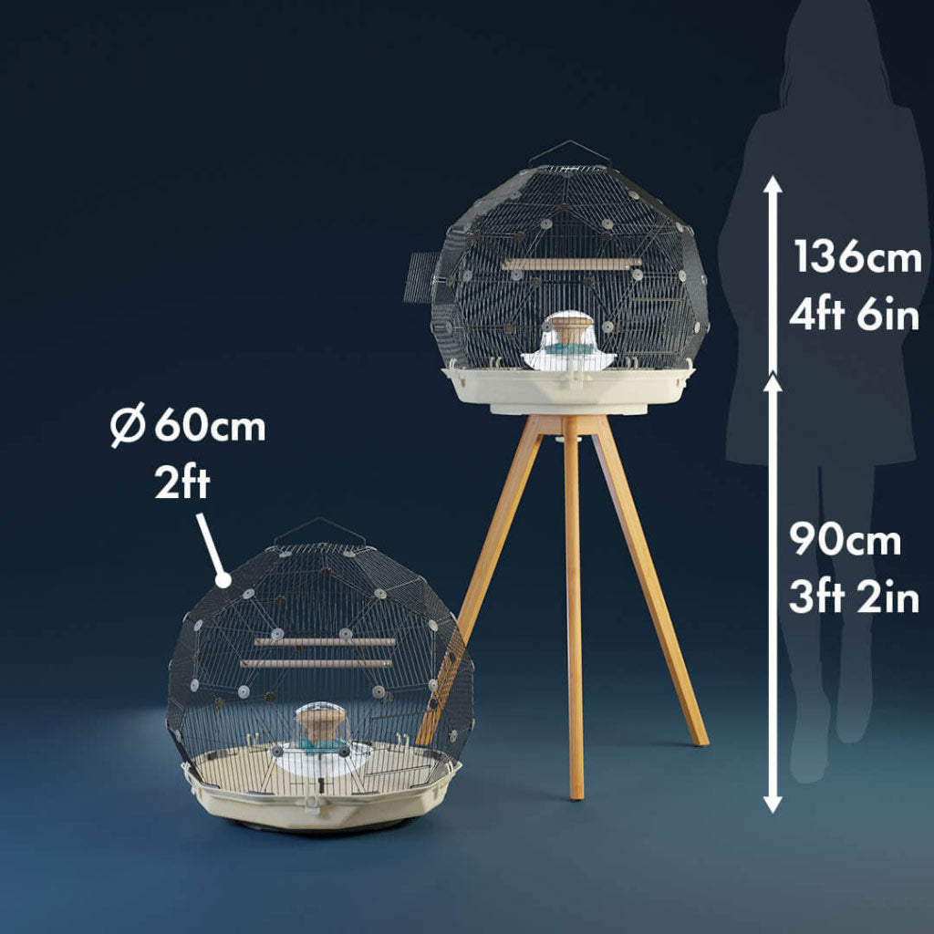 Geo Bird Cage and Stand dimensions