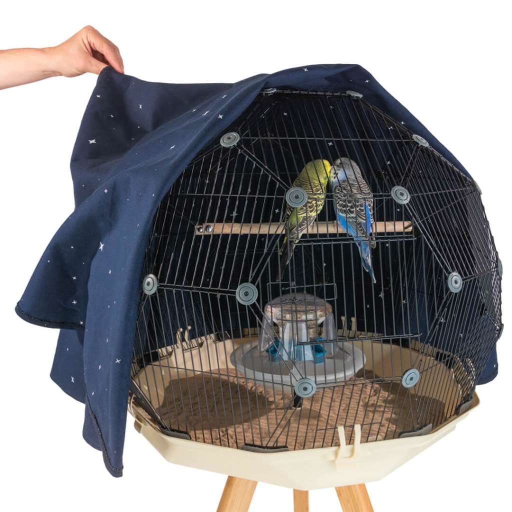 Geo Bird Cage Night Cover Midnight Blue