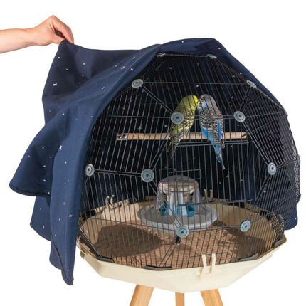 Geo Bird Cage Night Cover Midnight Blue