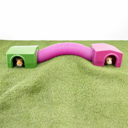 The small animal tunnel extends to 90cm (diameter of approx 15cm) affording plenty of space for guinea pigs to run through it