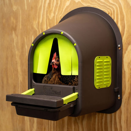 Your hens will love the wall-mounted My Cosy Nest roll-away nesting box