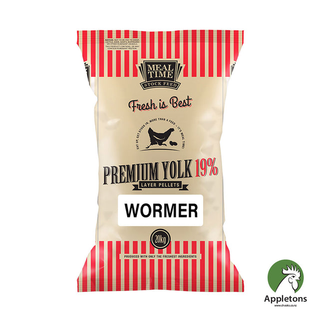Denver Meal Time fresh is best premium yolk 19% plus wormer layer pellets 20kg