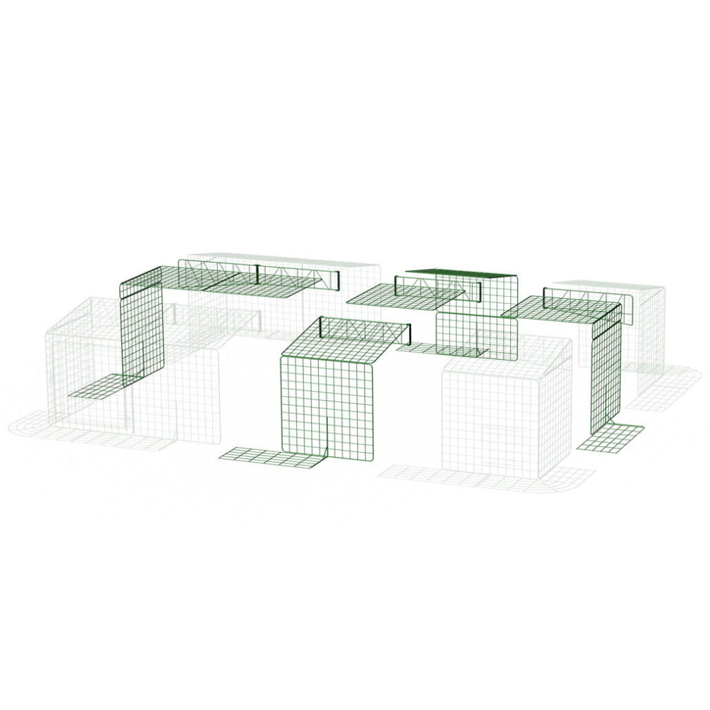 Mega Extension Kit For Single Height Zippi Run With Skirt extends a 3x2 run to 4x3