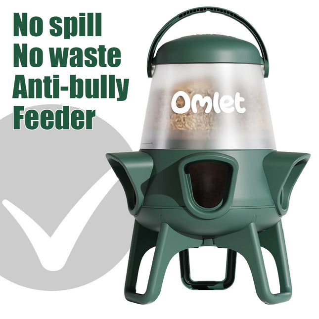 No spill no waste anti-bully chicken feeder Omlet champions