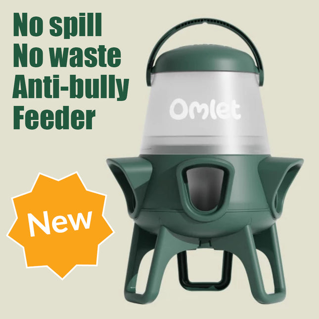The new No Spill No Waste, Anti Bully Chicken Feeder from Omlet