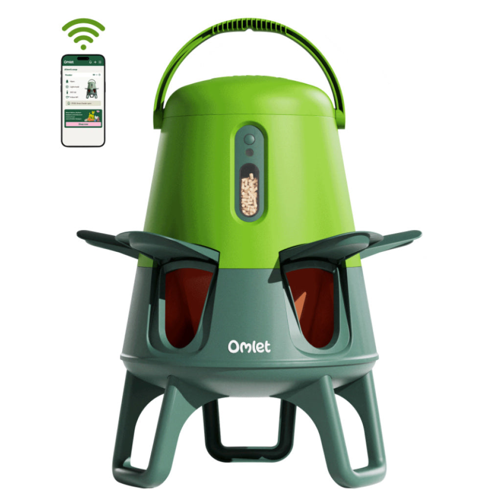 Omlet Smart no waste chicken feeder Eglu Green colourway