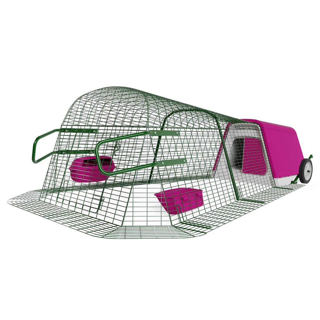Purple Eglu Go Chicken Coop with 2m Run plus wheels and handles