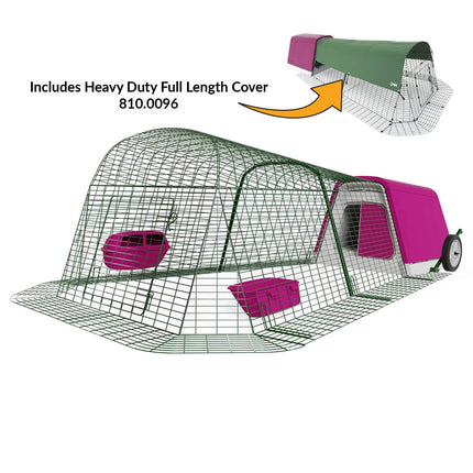 Purple Eglu Go Chicken Coop with 2m Run plus wheels and heavy duty full length cover 810-0096
