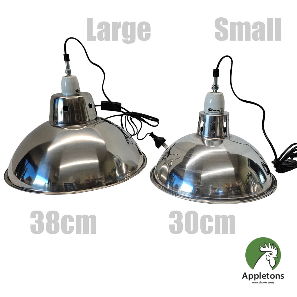 Appletons Radiant Heat Lamp Reflectors size Large 38cm diameter and size Small 30cm diameter