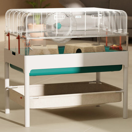 Take advantage of the Storage Basket accessory for your Habitat Cage Stand by Omlet
